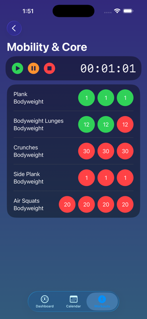 Fitness app screenshot